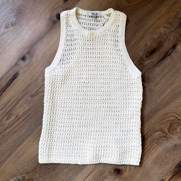 Madewell Tops - NWT Madewell White Cream Open-Knit Crochet Tank Top Sleeveless Beachy Summer - S